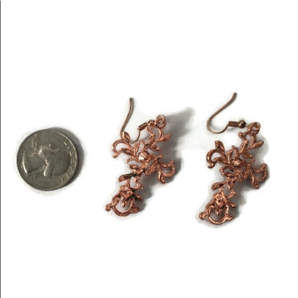 Rosegold Cross Gem Fashion Earrings - Picture 2 of 5